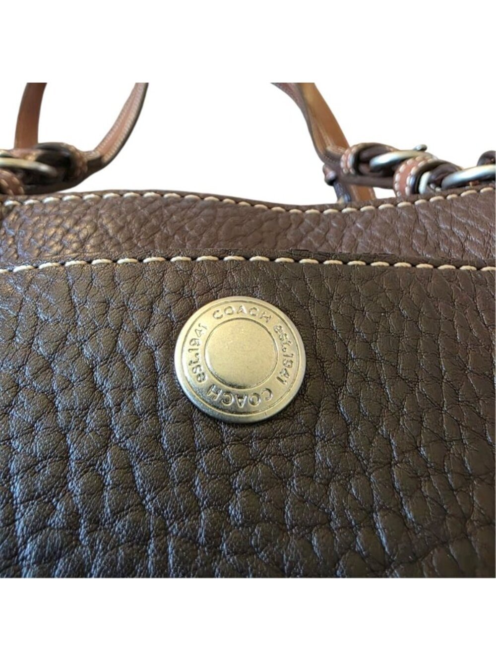 Vintage Coach Chelsea Brown Pebbled Leather Tote East West Shoulder F10892 COA - Picture 11 of 16
